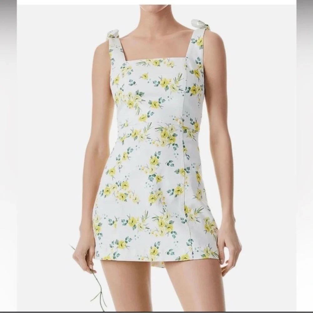 alice and olivia maryann tie shoulder mini dress Alice + Olivia Maryann Tie Shoulder Dress in Blooming Wild Indigo